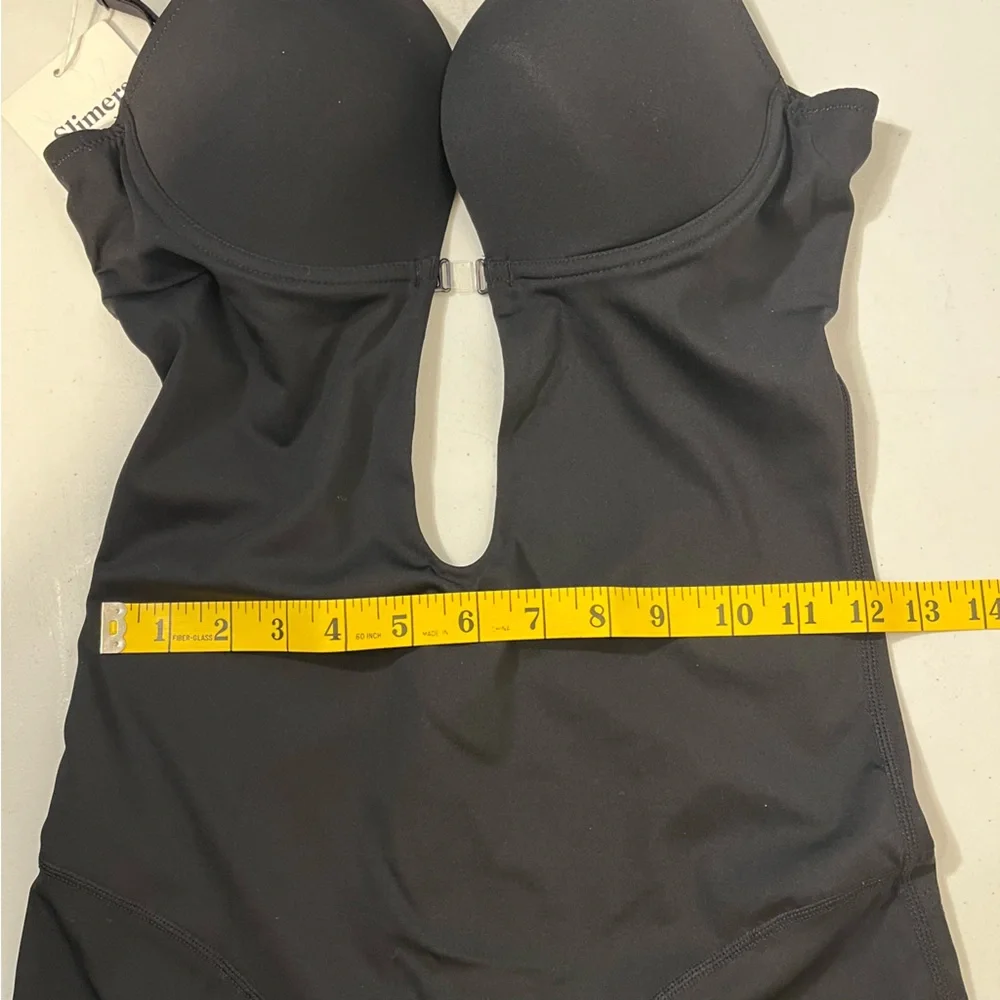 Slimers Black Backless Shapewear Strapless Bodysuit Low Back Plunge Bra Small - Picture 8 of 9